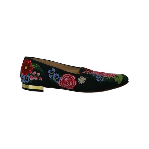 Charlotte Olympia Rose Garden Floral Embroidered Flats in...